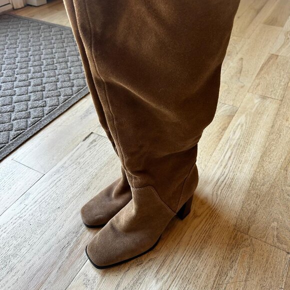 Zara Knee High Light Brown Slouchy Boots - Picture 2 of 8